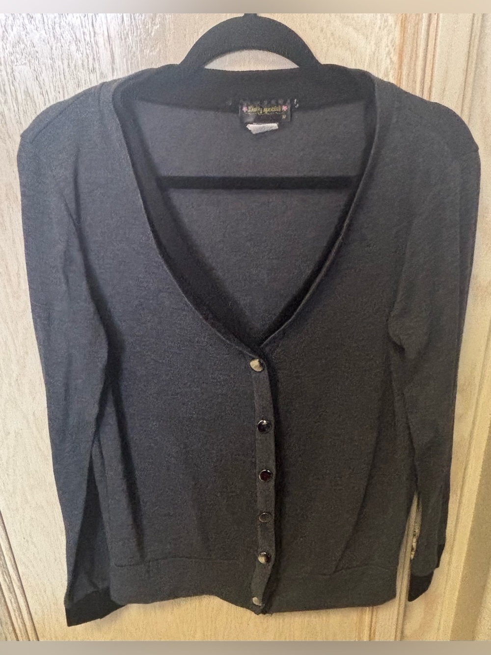 Daily Special Button Up Cardigan‎ Sz Medium Grey Black Minimalist Collegiate
